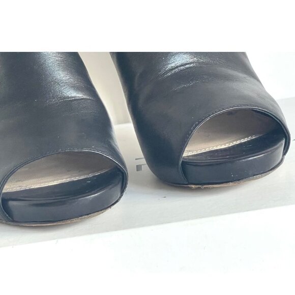 Via Spiga Nariah Open Toe Platform Heel Womens 8 Black Leather Pump - Picture 11 of 13